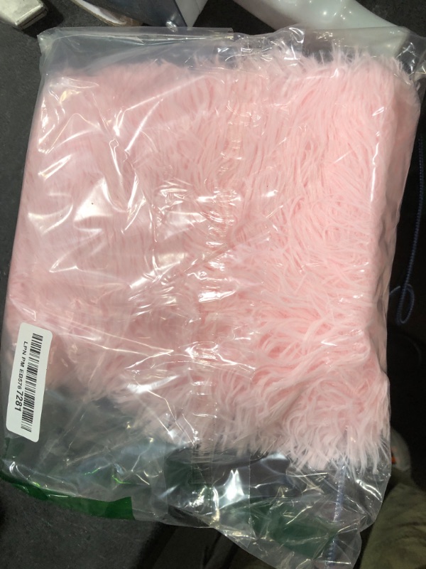 Photo 1 of ConCus-T Pink Bath Mat Bath Rug Shaggy Girls Bathroom Rug Tie Dye Girls Gift Chic Faux Fur Plush Area Rug for Bedroom Fluffy Doormat Soft Puppy Bed Mat, Pink, 24 Inch x16 Inch
