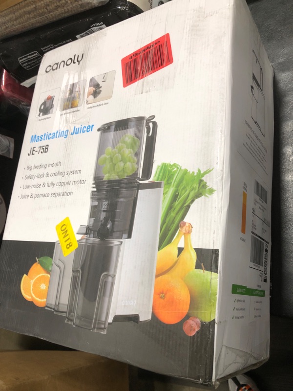 Photo 1 of Cold Press Juicer, 5.8" Wide Feed Chute Juice Extractor Machine with 400W, High Juice Yield, Slow Masticating Juicer for Whole Vegetables & Fruits, Metallic Silver