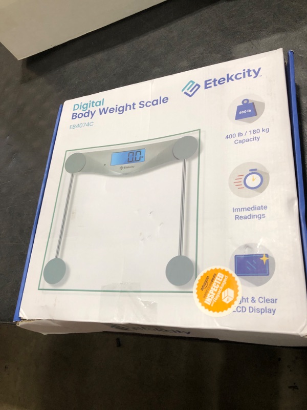 Photo 1 of Etekcity Digital Body Weight Bathroom Scale, Large Blue LCD Backlight Display, High Precision Measurements,6mm Tempered Glass, 400 Pounds