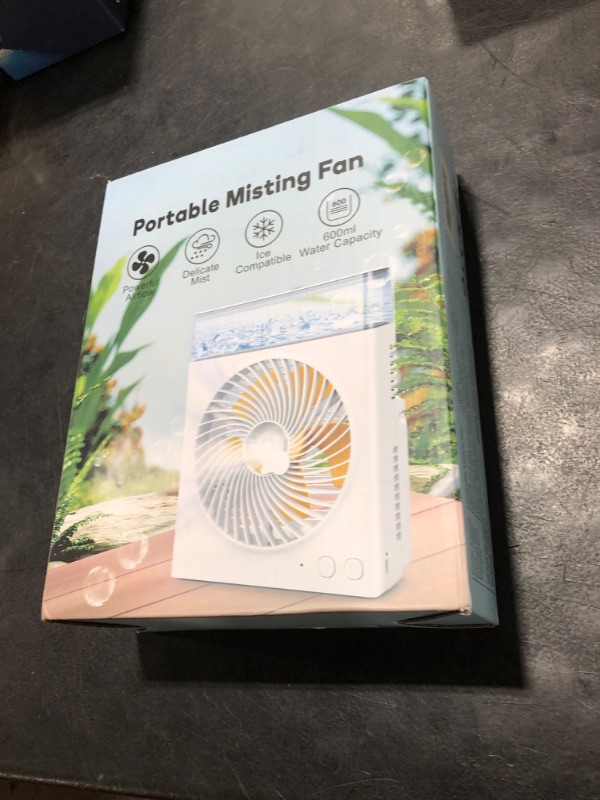 Photo 1 of JINLICTE Portable Misting Fan, 8000mAh 8-Inch Rechargeable Water Cooling Mist Fan with 600mL Water Tank, Quiet USB Battery Powered, Perfect Cooling for Camping Home Outside Office