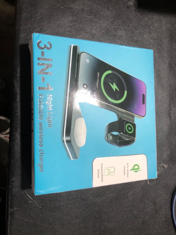 Photo 1 of Wireless Charger 3 in 1 Charging Station lPhone Fast Foldable Charging Stand for Apple Multiple Devices with an 18 W Quick Charger for lPhone 16/15/14/13 Pro Max Apple Watch AriPods Pro 2
