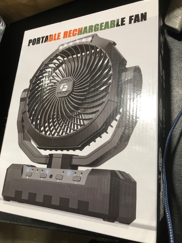 Photo 1 of 36000mAh Portable Camping Fan - 150HRS Rechargeable Fan with Detachable Battery with LED & Remote - 4 Speeds Battery Powered for Tent,Travel, Office, Jobsite