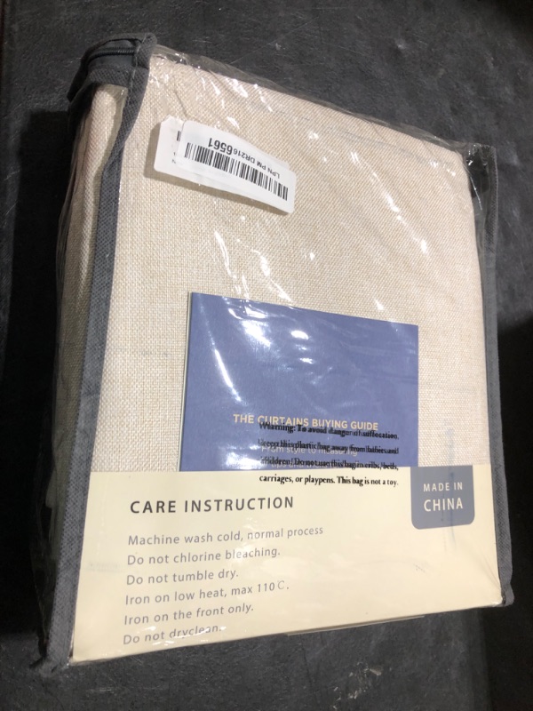 Photo 1 of 100% Blackout Shield Linen Blackout Curtains for Bedroom 96 Inches Long, Back Tab/Rod Pocket Living Room Drapes, Thermal Insulated Blackout Curtains 2 Panels Set, 50" W x 96" L,Cream