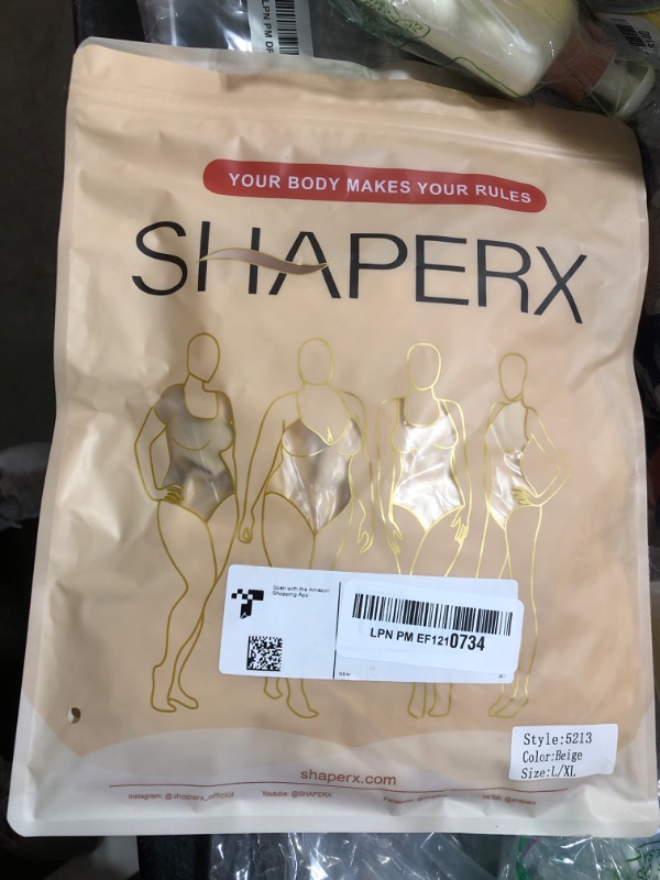 Photo 1 of SHAPERX Women's Shapewear Bodysuit Tummy Control Body Shaper Seamless Sculpting Snatched Waist Body Suit?SZ5213-Beige-L/XL