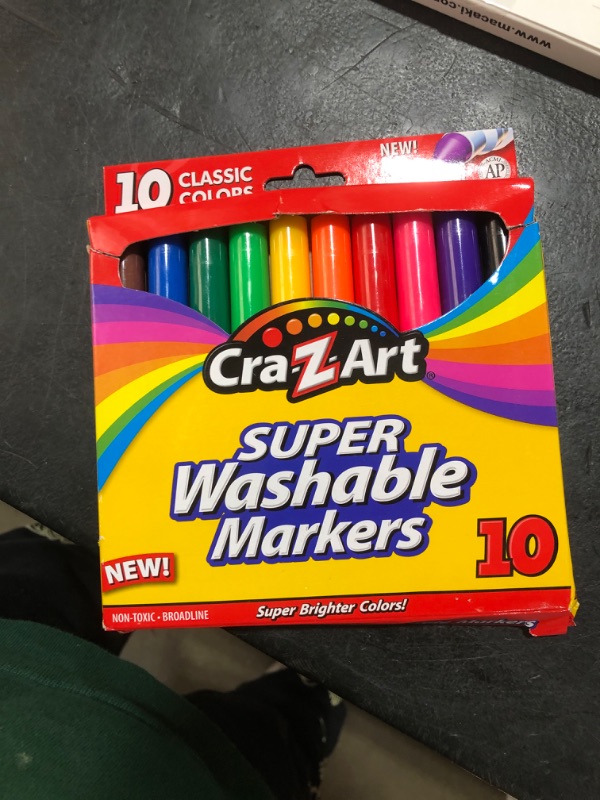 Photo 1 of Cra-Z-Art Classic Super Washable Markers, Broad Tip, Assorted Barrel, Assorted Ink, Pack Of 10 Markers