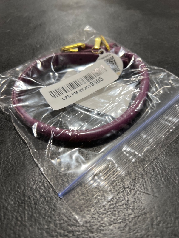 Photo 1 of BronzeDog Rolled Leather Dog Collar with QR ID Tag, Adjustable Soft Round Collars for Small Medium Large Dogs Puppy (9" - 11" Neck Size, Violet)