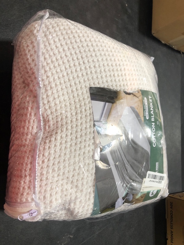 Photo 1 of NesteriaHome 100% Cotton Blanket Waffle Weave White 405 GSM 90x90 Inches Soft Thermal Blanket Queen Size Lightweight, Breathable & Durable All Season Throw Blanket for Bed, Couches and Living Room