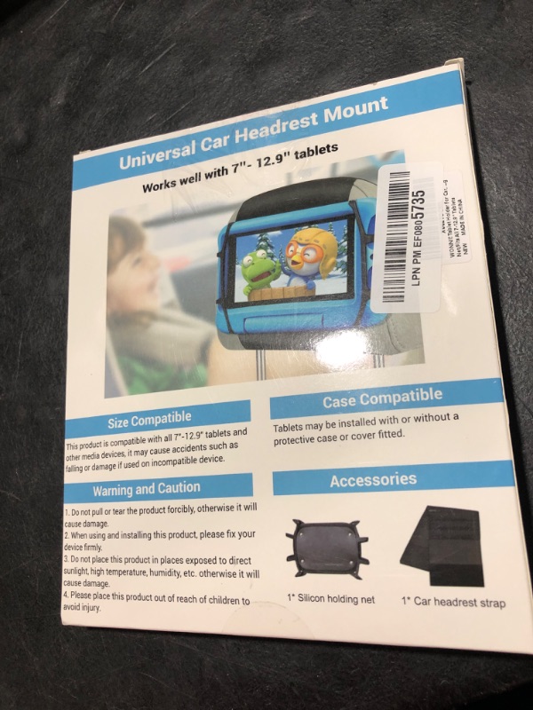 Photo 1 of WONNIE Tablet Holder for Car, Upgraded iPad Holder for Car Mount Headrest, iPad Mount Back Seat for Kids with Anti-Slip Strap, Silicone Holding Net/Fits All 7-12.9'' Tablets