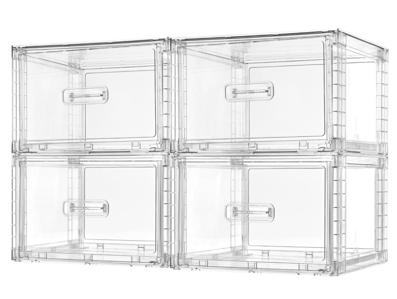 Photo 1 of Vtopmart 4 Pack 13QT Clear Stackable Storage Drawers,Easily Assemble Acrylic Closet Organizers,Plastic Storage Bins for Bathroom,Cabinet,Kitchen Pantry,Under Sink Organization