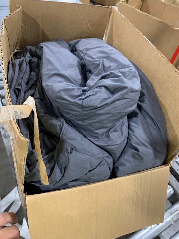 Photo 1 of Saisier Grey Goose Feathers Down Fiber Comforter, Premium All Season Duvet Insert Oversized King, 750+ Fill 1200TC Power Hotel Style Comforter, 58 Oz Lightweight and Medium Warmth(116x96, Dark Grey)
