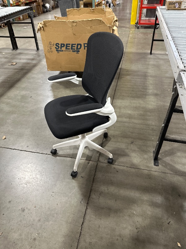 Photo 1 of mfavour Ergonomic Office Chair with with Flip-up Armrest and Adjustable Back Support, Lumbar Support, Computer Mesh Chair for Home Office (White)
