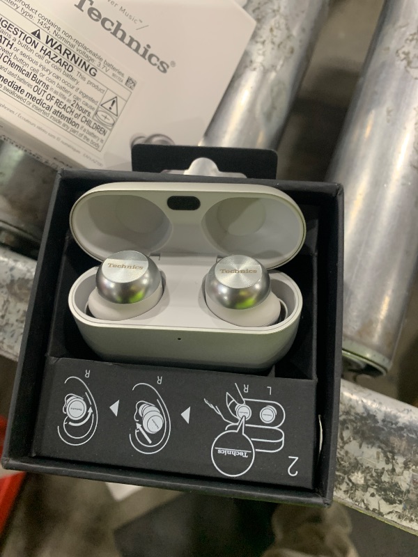 Photo 1 of Technics Reference Class Hi-Fi Wireless Earbuds, Dolby Atmos with Head Tracking, Adaptive Noise Cancelling, 3 Device Multipoint, 10-hr Battery, Wireless Charging, Improved Fit - EAH-AZ100-S (Silver)