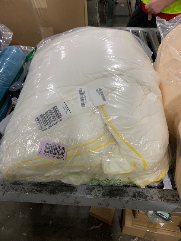 Photo 1 of QUILTINA Super Soft Comforter with Corn Polylacticacid Skin Friendly and Goose Duvet Texture, Autumn Winter Warm Quality Quilt, Lightweight, Fluffy, 6.7 lb, King Size 104x90 in, Creamy White