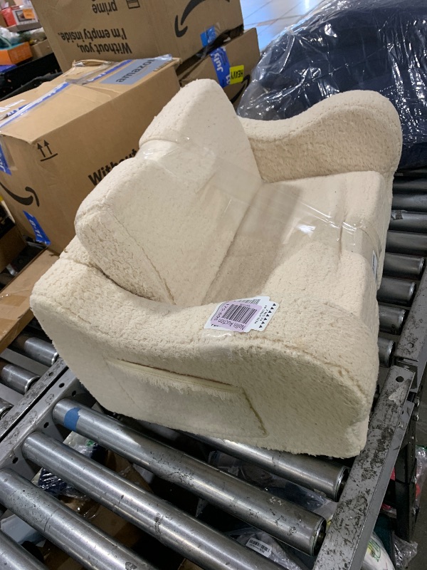 Photo 1 of MOMCAYWEX Kids Chairs for Toddler, 2-in-1 Toddler Soft Sherpa Couch Fold Out, Convertible Sofa to Lounger for Girls and Boys, Cream