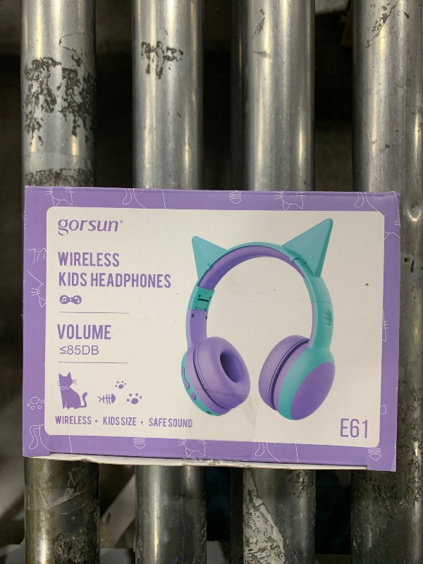 Photo 1 of gorsun Kids Bluetooth Headphones, Portable Wireless Headset for Kids, Bluetooth 5.3, Over-Ear Cat Ear Toddler Headphones with Microphone, 85dB Volume Limited, AUX Cord,40 Hours Playtime(Purple)