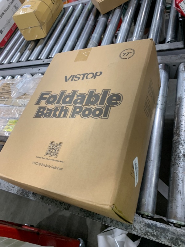 Photo 1 of VISTOP Jumbo Foldable Dog Pool, Hard Plastic Shell Portable Swimming Pool for Dogs Cats and Kids Pet Puppy Bathing Tub Collapsible Kiddie Pool (77inch.D x 15.7inch.H, Blue)