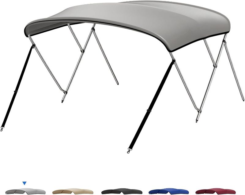 Photo 1 of KEMIMOTO Bimini Top for Boat, Bimini Tops Cover 600D Marine Grade Canvas Boat Canopy with 6ft Length 54 in - 96 in Width 46 in Height, Includes Mounting Hardware, Straps Rear Support Poles
