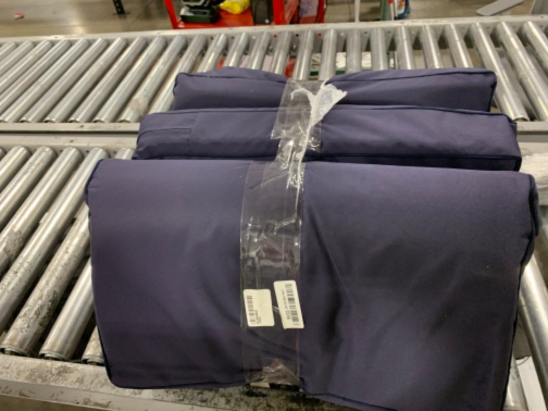 Photo 1 of DoubleFill Outdoor Ottoman Cushion 23"x19"x3" Waterproof Fade Resistant Outdoor Footstools Cushion Removable Patio Ottoman Cushion with Adjustable Fixing Strap for Outdoor Stool(Navy Blue, 2 Pcs)
