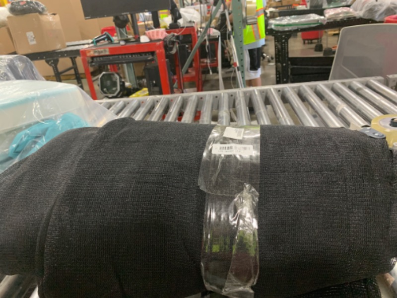 Photo 1 of [WindscreenSupplyCo] 60-70% 12 FT X 24 FT Mesh Tarp/Shade Cloth 9-Needle Knitted Heavy Duty Black with Grommets for Green House, Garden, pergola, Pools, Dump Truck - MT1224BLKX1