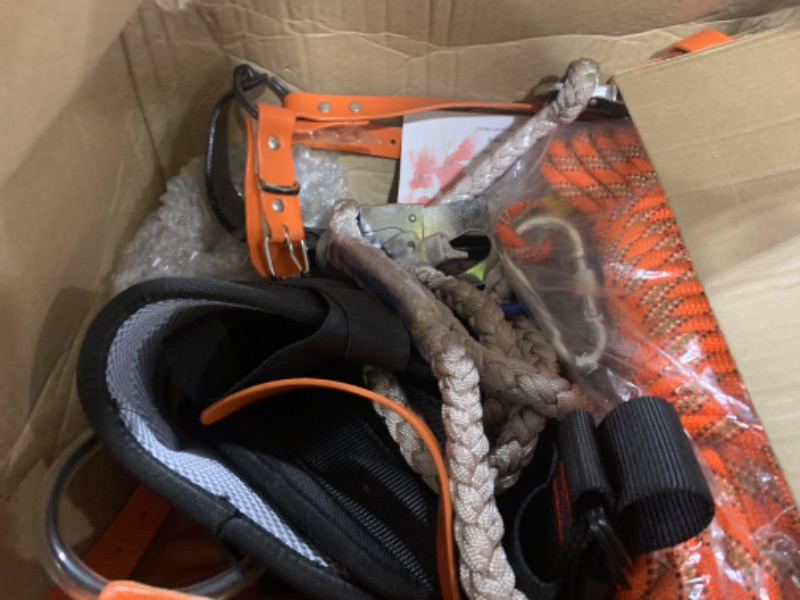 Photo 1 of Rohseson Tree Climbing Spikes, Cowhide Leather Tree Climbing Gear with Non-Slip Pedal, Adjustable Tree Climbing Tool Set with Harness Rope for Climbing, Hunting, Picking Fruit, Pet Saving