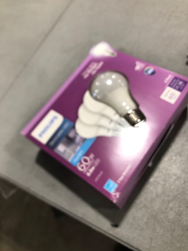 Photo 1 of Philips LED 60W A19 4-Pack Ultra Definition Daylight (5000K) 800 Lumen (8W = 60W) Dimmable Frosted Flicker-Free Light Bulbs