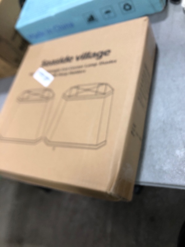 Photo 1 of Rectangle Lamp Shades Set of 2, 10.5" x 10"x 13" Medium Cut Corner Beige Lampshades Natural Linen Hand Crafted, Include 2 Pack Lamp Harps, Suitable for E26 Base and Saddle Base, Easy Assembly Required
