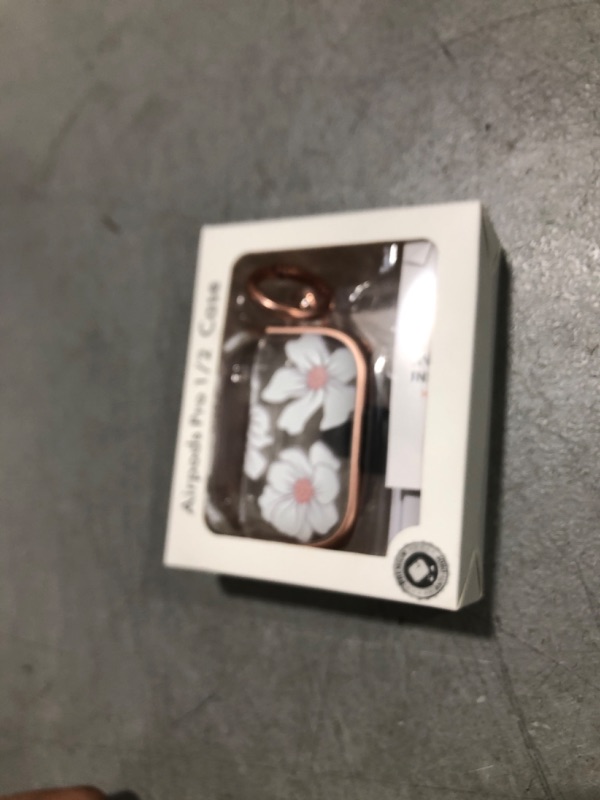 Photo 1 of with Safety Lock for Airpods Pro 2nd/1st Generation Case Cover, Flowers Cute AirPod Pro 2 Case iPod Pro Cases for Women Girls with Cleaner Kit for AirPod Pro Cases (2023 USB-C /2022/2019) -White Lily