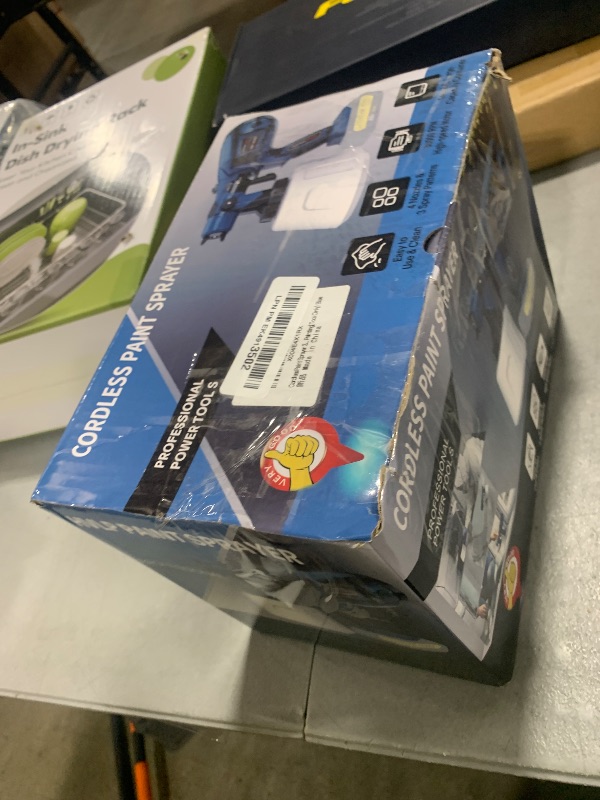 Photo 1 of Macallen Paint Sprayer Tool High Power Electric Spray Paint Gun Easy to Clean for Furniture Cabinets Fence Walls Door Garden Chairs Dark Blue (Not Include Battery)