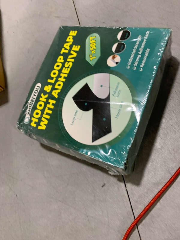 Photo 1 of 1 in×50 feet Black Heavy Duty Hook and Loop Tape with Adhesive, No Punching Picture Frame & Door Screen Mounting Tape, Keep Couch Cushion from Sliding