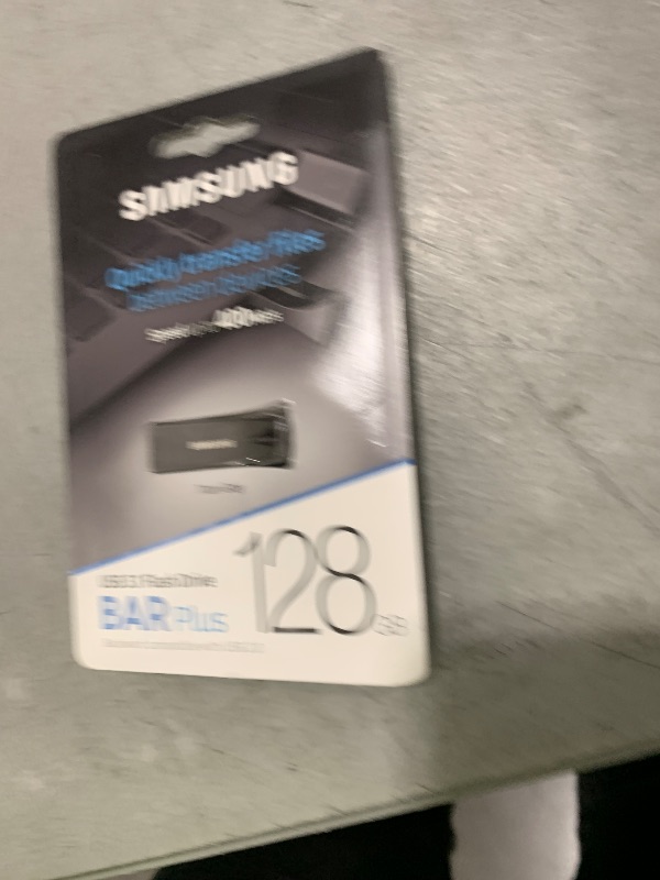 Photo 1 of SAMSUNG BAR Plus 3.1 USB Flash Drive, 128GB, 400MB/s, Rugged Metal Casing, Storage Expansion for Photos, Videos, Music, Files, MUF-128BE4/AM, Titan Grey