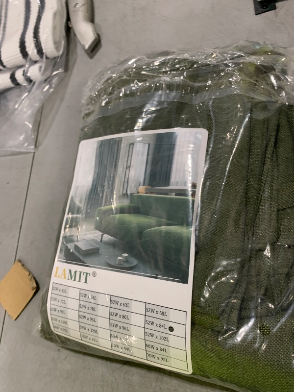 Photo 1 of LAMIT Olive Green Linen Curtains for Living Room 84 inch Length 2 Panels, Light Filtering Semi Sheer Panels Back Tab and Rod Pocket Christmas Panels for Bedroom/Sliding Glass Door, 52 x 84 Inch