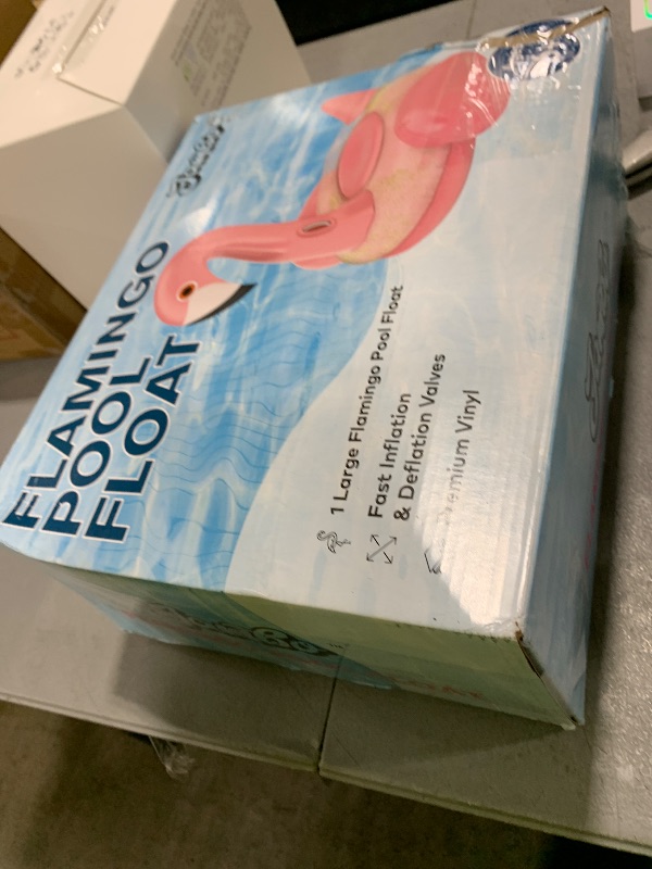 Photo 1 of JAMBO 78 x 70 Huge Famingo Ride On, Inflatable Tanning Pool Float-Flamingo Float for Adults & Kids, Giant Flamingo, Big Pool Raft, Pink Floatie, Party Accessory