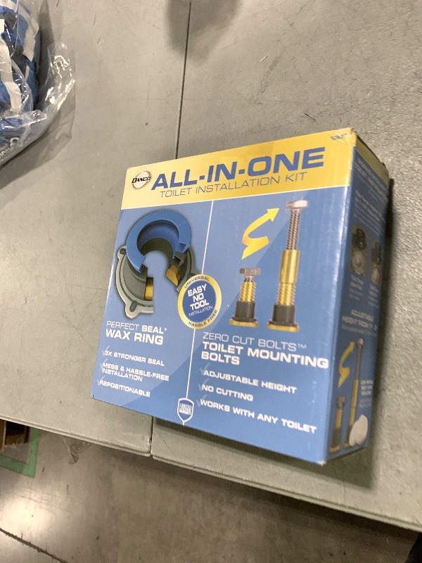 Photo 1 of Danco 10879 One Toilet Perfect Seal Wax Ring & Zero Cut, Mess Install, Complete Kit Includes Bolts and Adapters, 1-Pack, blue