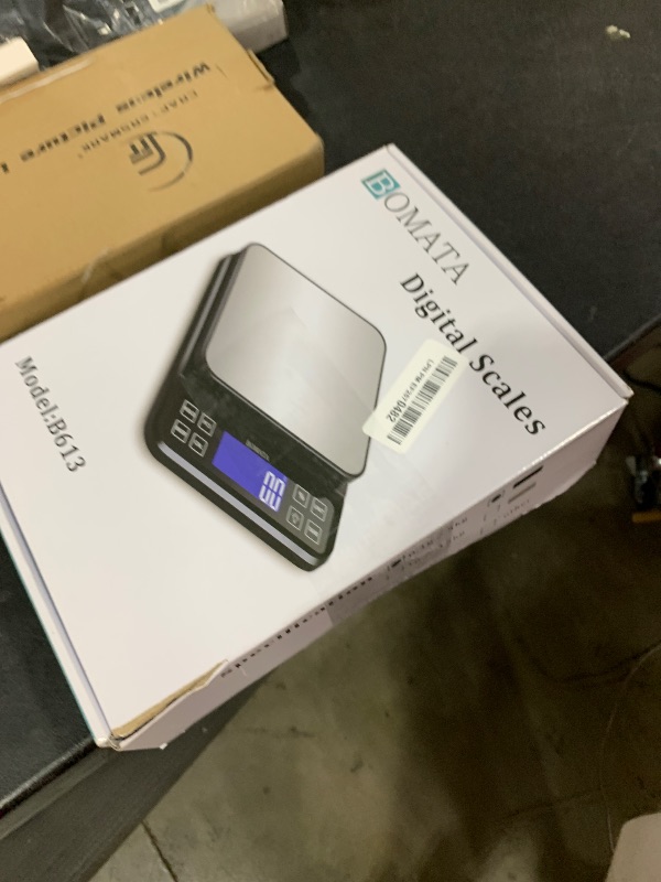 Photo 1 of BOMATA Large Kitchen Scale with 0.1g/0.001oz High Precision, 5kg/11lb Bakery Scale with% Percentage Function, USB Rechargeable, Full-View Angle LCD with Backlight, Stainless Steel Pan