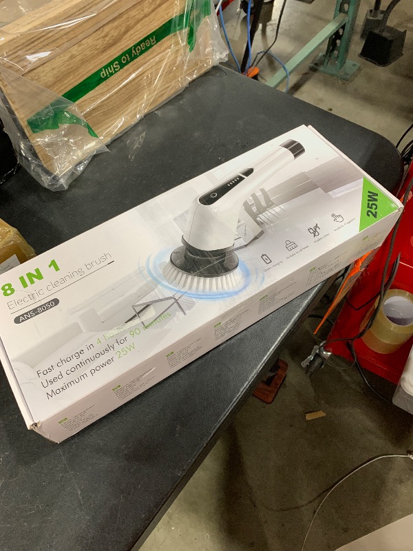 Photo 1 of Bomves Electric Spin Scrubber, Cordless Cleaning Brush Scrubber for Home, 400RPM/Mins-8 Replaceable Brush Heads-90Mins Work Time, 3 Adjustable Size, 2 Speeds for Bathroom Shower Bathtub Glass Car