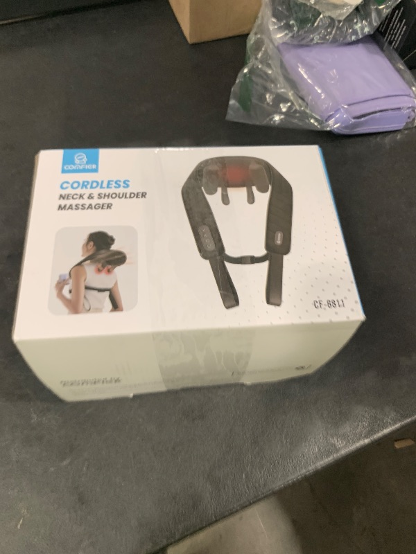 Photo 1 of COMFIER Cordless Neck Massager with Heat, 4D Kneading Neck and Shoulder Massager Deep Tissue, Shiatsu Neck Back Massager Pillow, 2 Heating Levels,Gifts for Mom Dad