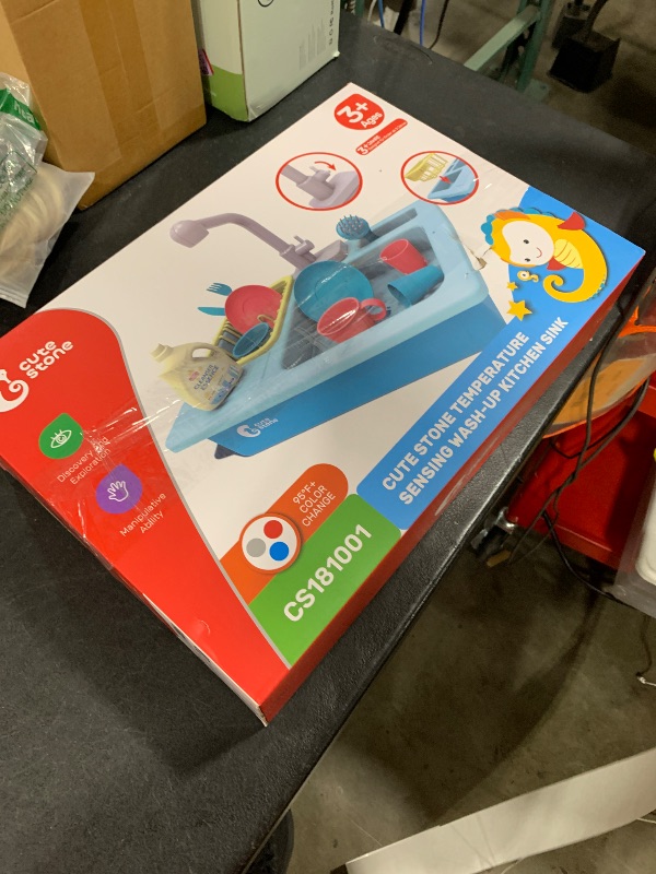 Photo 1 of CUTE STONE Color Changing Kitchen Sink Toys, Children Electric Dishwasher Playing Toy with Running Water, Upgraded Faucet, Automatic Water Cycle System Play House Pretend Role Play Toys for Boys Girls