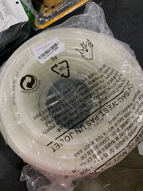 Photo 1 of DAVCO 1/2" ID × 50 ft Clear Braided Plastic Vinyl Tubing Flexible High Pressure Reinforced PVC Hose