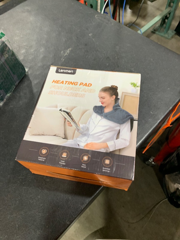 Photo 1 of Lenmen Graphene-Infused Heating Pad 3X Deeper Pain Relief, Weighted Instant Heating Pads for Neck and Shoulders, Heated Wrap w/ 6 Heat Options 4 Auto-Off Timer, Gifts for Mom Women Christmas Birthday