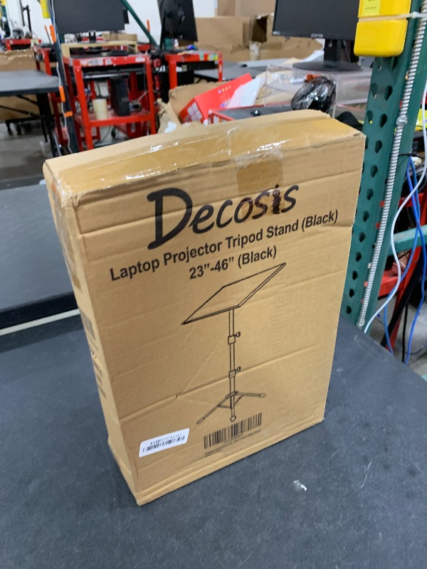 Photo 1 of DECOSIS Projector Stand Tripod from 23" to 46", Laptop Tripod Stand Height Adjustable with Gooseneck Phone Holder, Laptop Floor Stand for Office, Home, Stage, Studio, DJ Racks Holder Mount