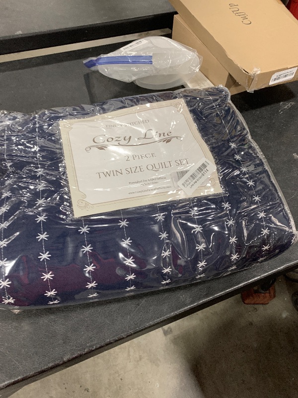Photo 1 of Cozy Line Home Fashions Summit Blues Snowy Alps Pike Winter Mountains Polyester Reversible Quilt Bedding Set, Coverlet, Bedspread (Twin - 2 Piece)