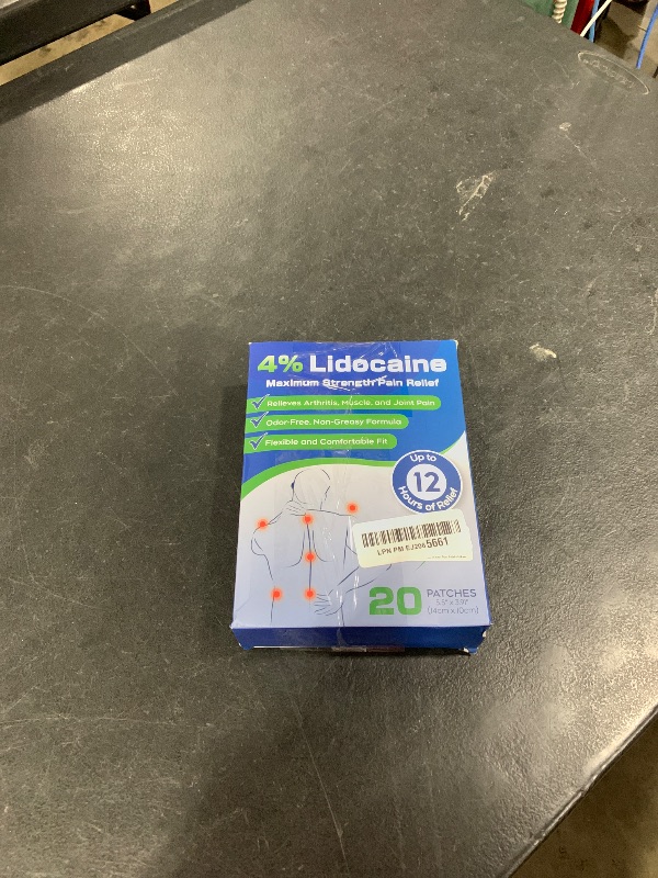 Photo 1 of Uposiut 4% Lidocaine Patches, Maximum Strength Lidocaine Patches (20 Patches), for Muscle Pain Relief in The Neck, Shoulders, Back, Knees, and Anks, 12 Hour Pain Relief-01