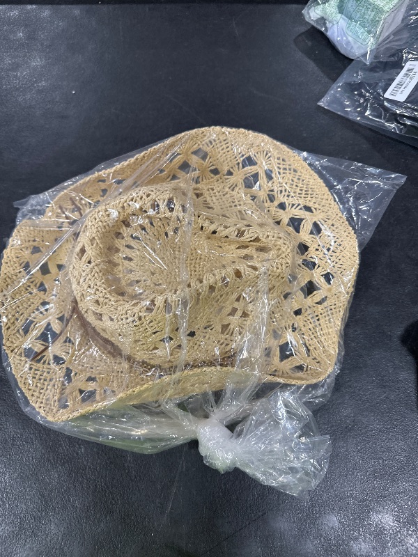 Photo 1 of WQWOVRVO Cowboy Hat,Cowgirl Hat,Cowboy Hats for Women/Mens/Straw Wide with Shapeable Brim Cowboy Hat for Womens/White/Black. (Beige + Chains)