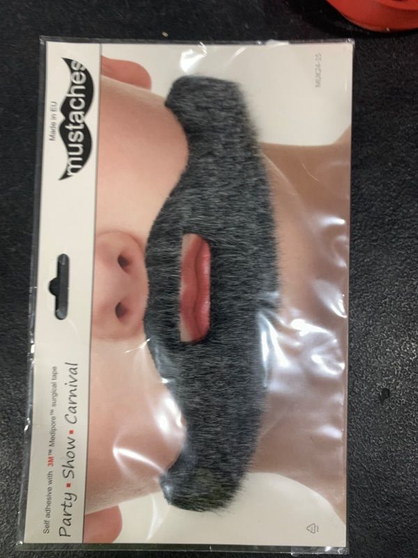 Photo 1 of Mustaches Fake Beard, Self Adhesive, Novelty, Small, Short Boxed False Facial Hair, Costume Accessory for Kids, Salt and Pepper Color