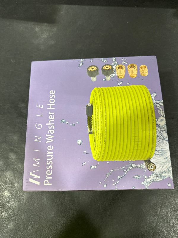 Photo 1 of M MINGLE Pressure Washer Hose 50 FT x 1/4" - Replacement Power Wash Hose with Quick Connect Kits - High Pressure Hose with M22 14mm Fittings - 3600PSI