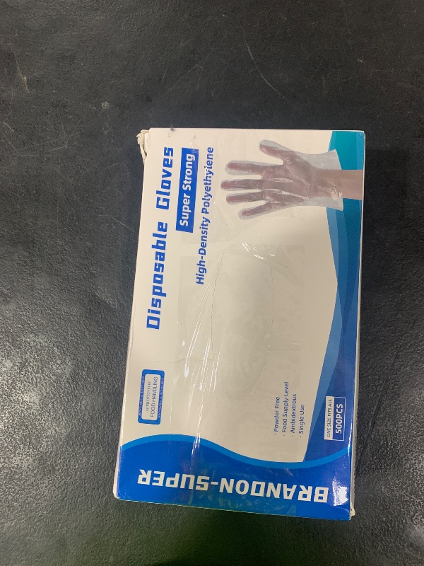 Photo 1 of Brandon-super Food Prep Gloves Plastic Food Safe Gloves, Food Handling, One Size Fits Most Poly 500ct Clear 500 Count (Pack of 1)