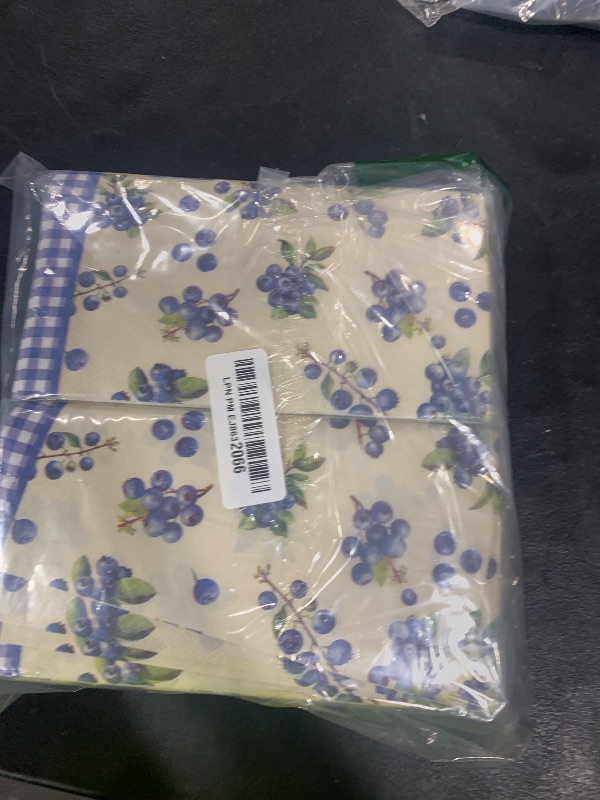 Photo 1 of Epakh 200 Pcs Bulk Guest Blueberry Napkins 2 Ply Disposable Blueberries Paper Napkins Gingham Summer Dinner Guest Towels Blue Berry Decorative Hand Towels for Bathroom Party Baby Shower, 7.9 x 4.3"