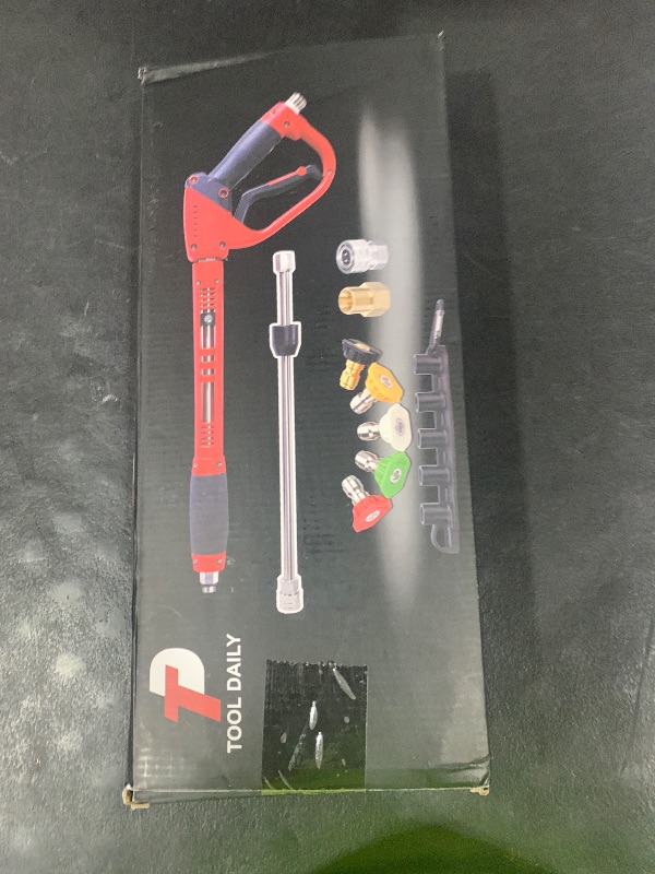 Photo 1 of Tool Daily Deluxe Pressure Washer Gun, with Replacement Wand Extension, 5 Nozzle Tips, M22 Fitting, 40 Inch, 5000 PSI