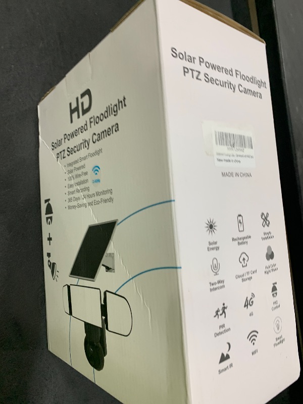 Photo 1 of Sdstone Solar Floodlight Security Camera Wireless Outdoor?64GB SD Card ? 2000LM Spotlight 2K 360° PTZ Wireless Outdoor, Color Night Vision, PIR Sensor, IP65, 2.4GHz WiFi - No Monthly Fees