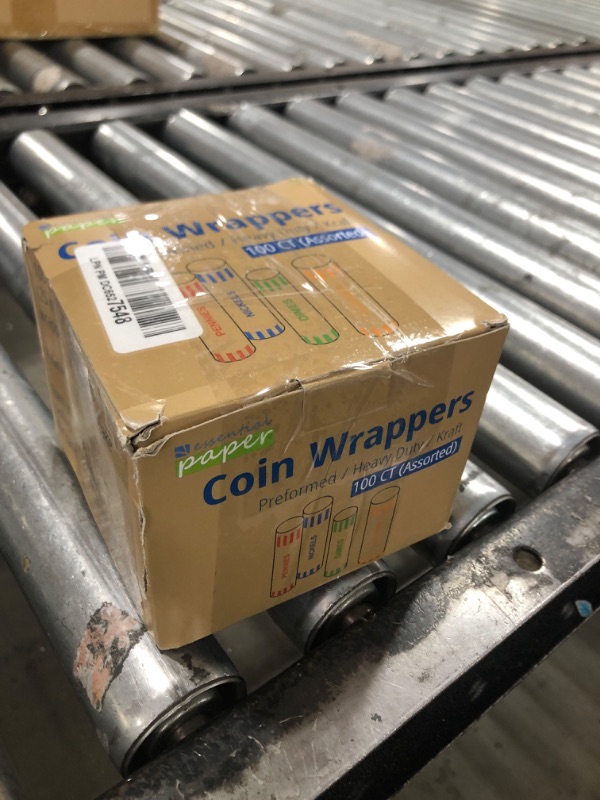 Photo 1 of 100pcs Assorted Heavy Duty Preformed Coin Wrappers Rolls - Quarters, Pennies, Nickels and Dimes (Total 100 pcs)